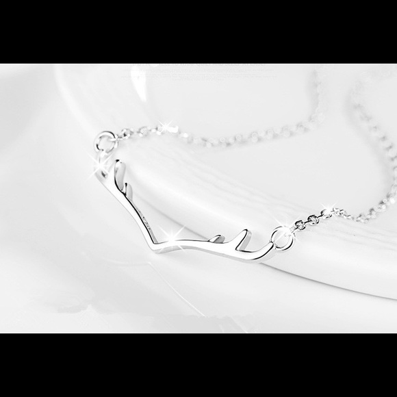 💜 LAST 1 - (925) ANTLER CHOKER NECKLACE - Picture 2 of 5